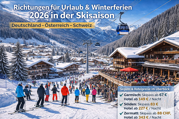 Richtungen für Urlaub und Winterferien 2026 in der Skisaison